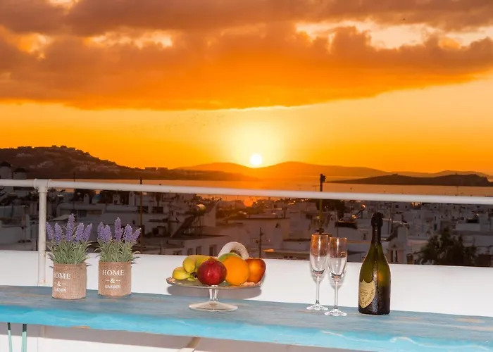 Mykonos Panorama With Private Terrace & Sea View Tatil Evi Mykonos Town